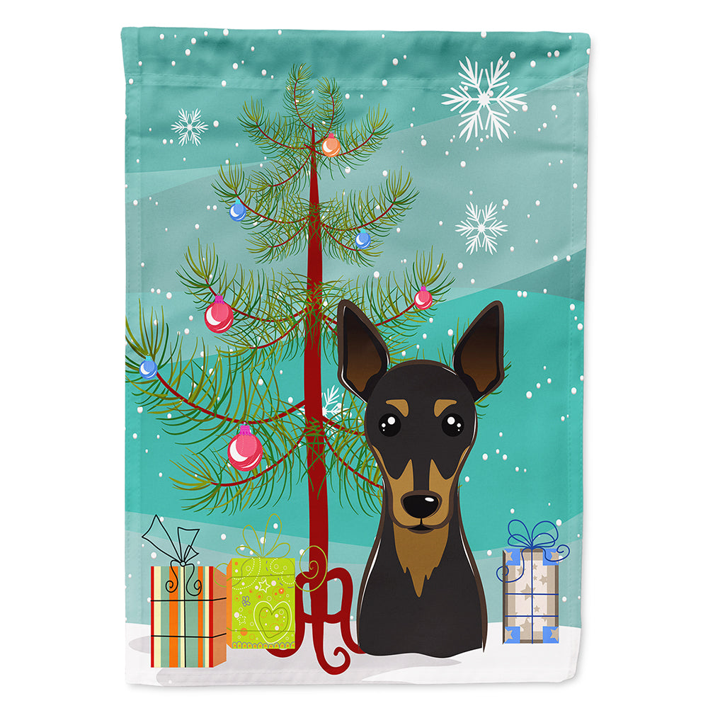 Christmas Tree and Min Pin Flag Canvas House Size BB1612CHF