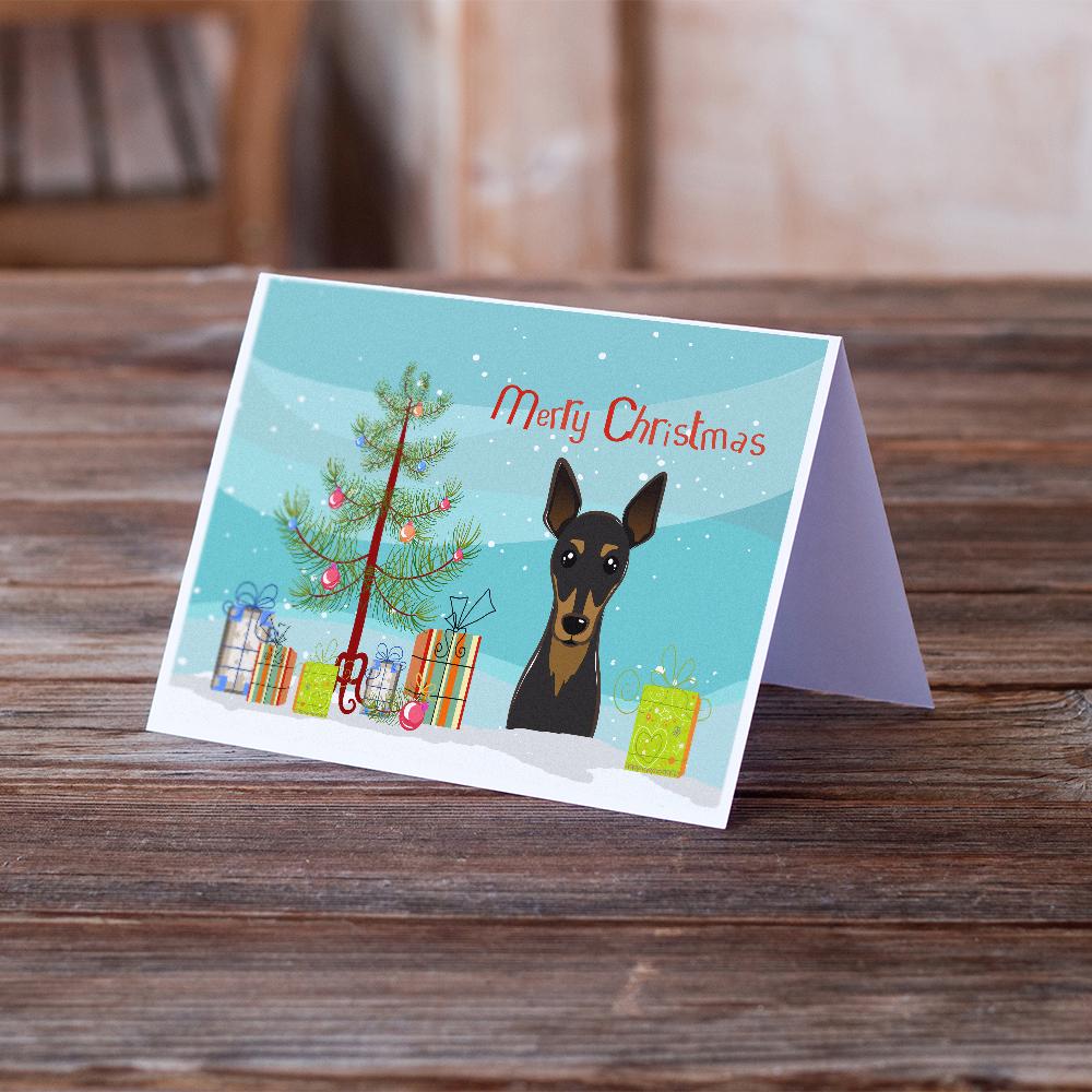 Buy this Christmas Tree and Min Pin Greeting Cards and Envelopes Pack of 8