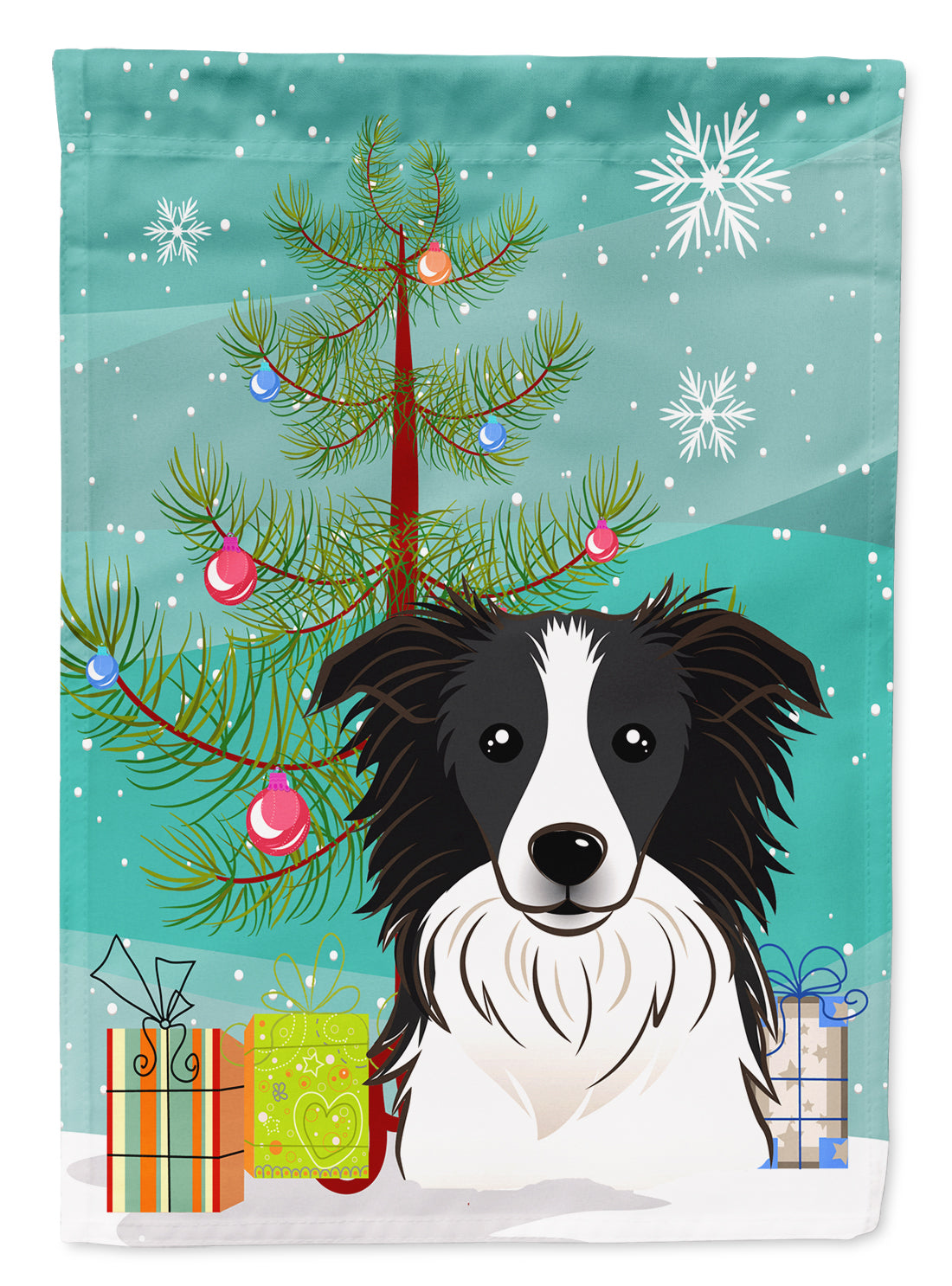 Christmas Tree and Border Collie Flag Canvas House Size BB1613CHF