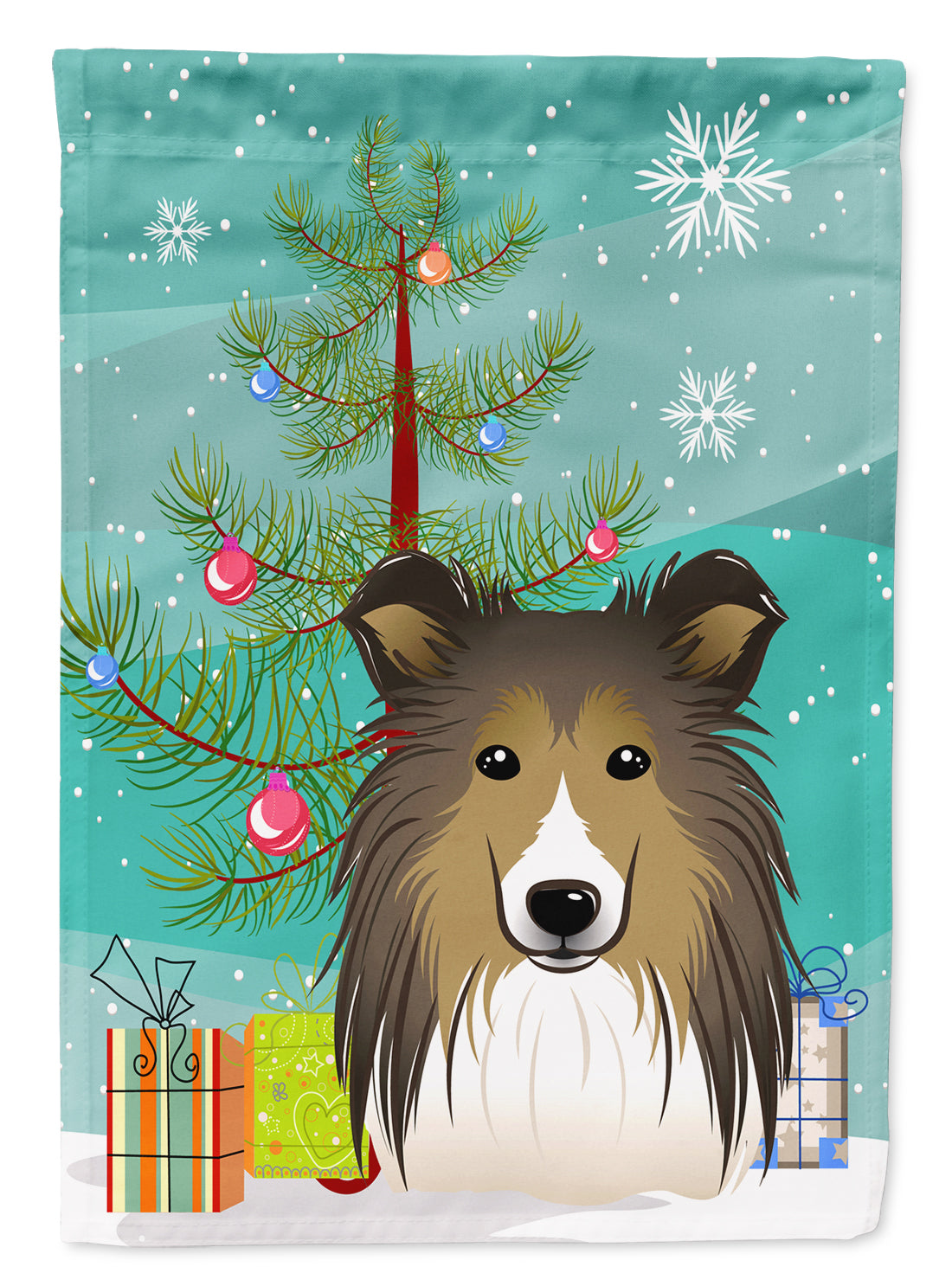 Christmas Tree and Sheltie Flag Canvas House Size BB1614CHF