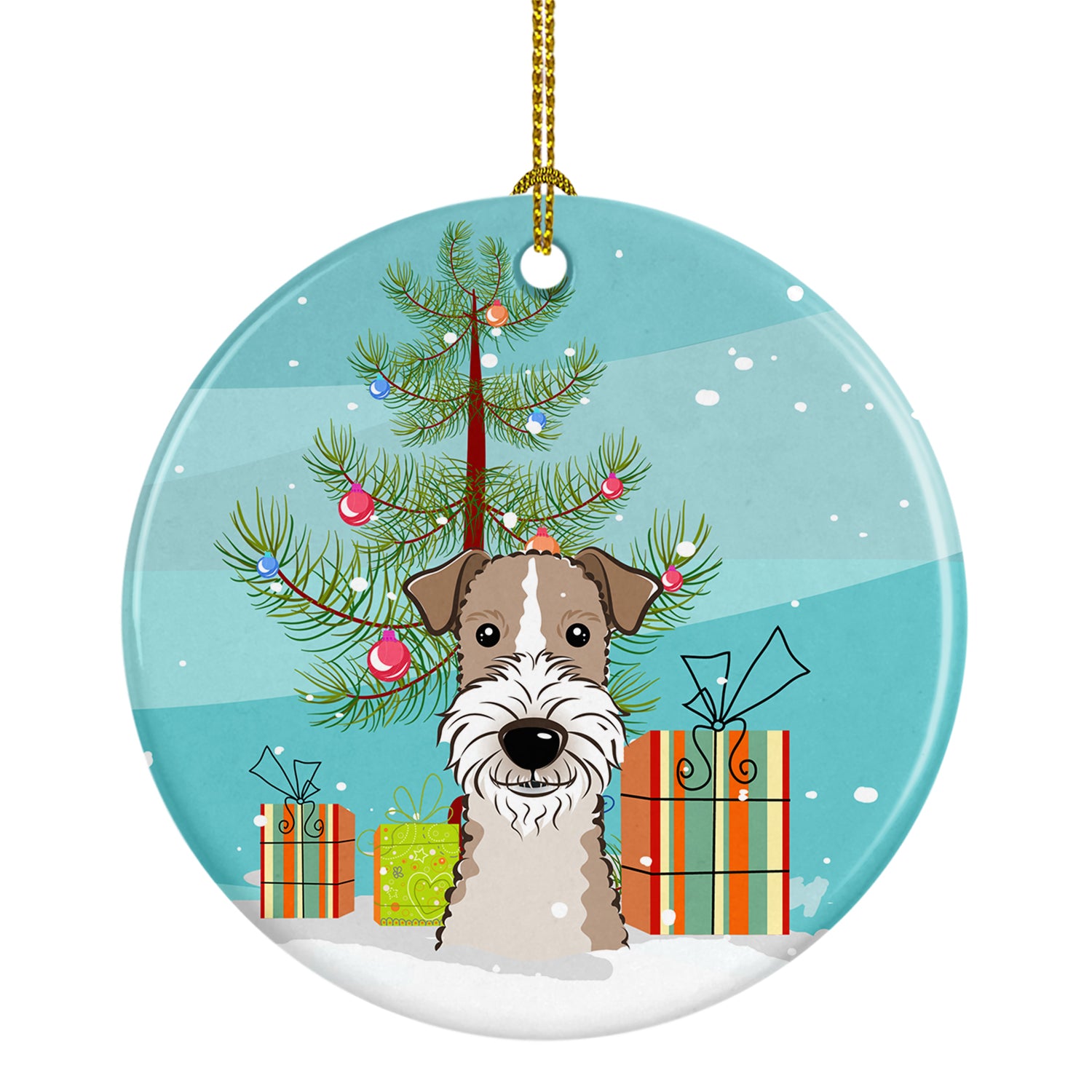 Christmas Tree and Wire Haired Fox Terrier Ceramic Ornament BB1619CO1 - the-store.com