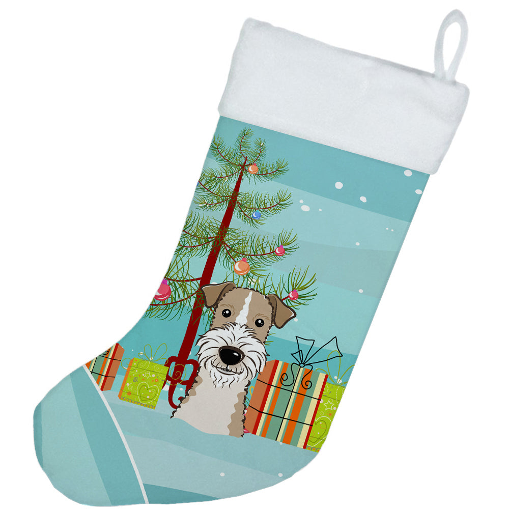 Christmas Tree and Wire Haired Fox Terrier Christmas Stocking BB1619CS