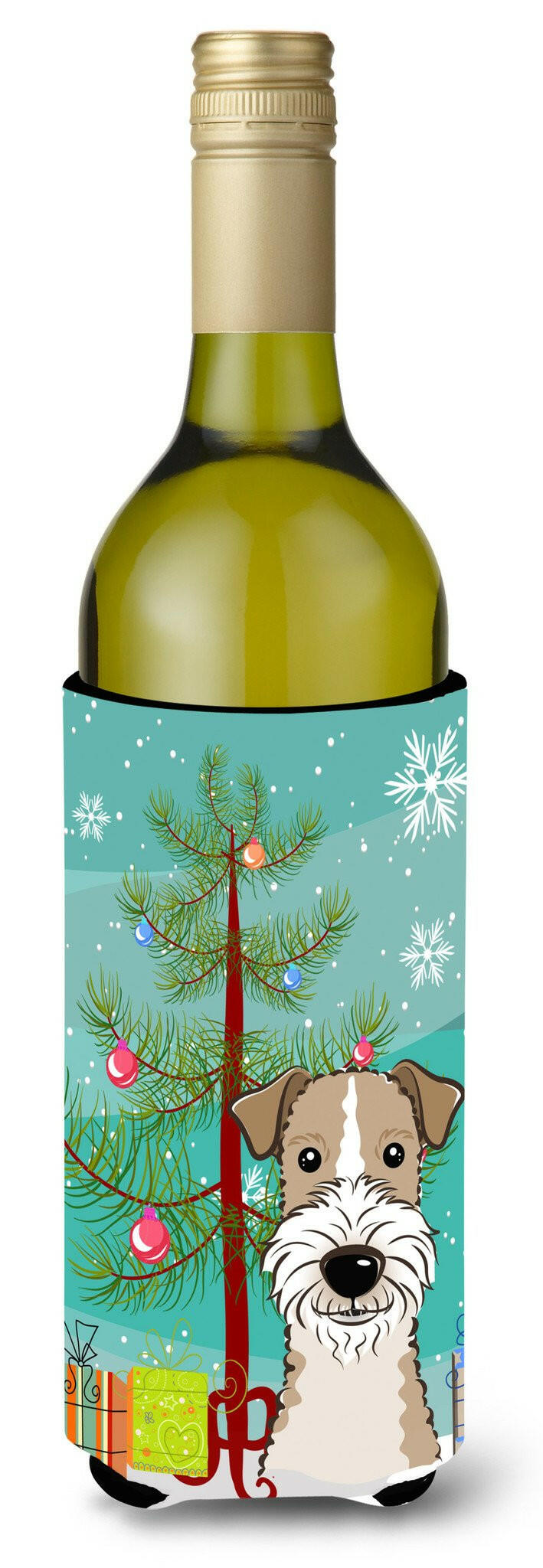 Christmas Tree and Wire Haired Fox Terrier Wine Bottle Beverage Insulator Hugger BB1619LITERK by Caroline's Treasures