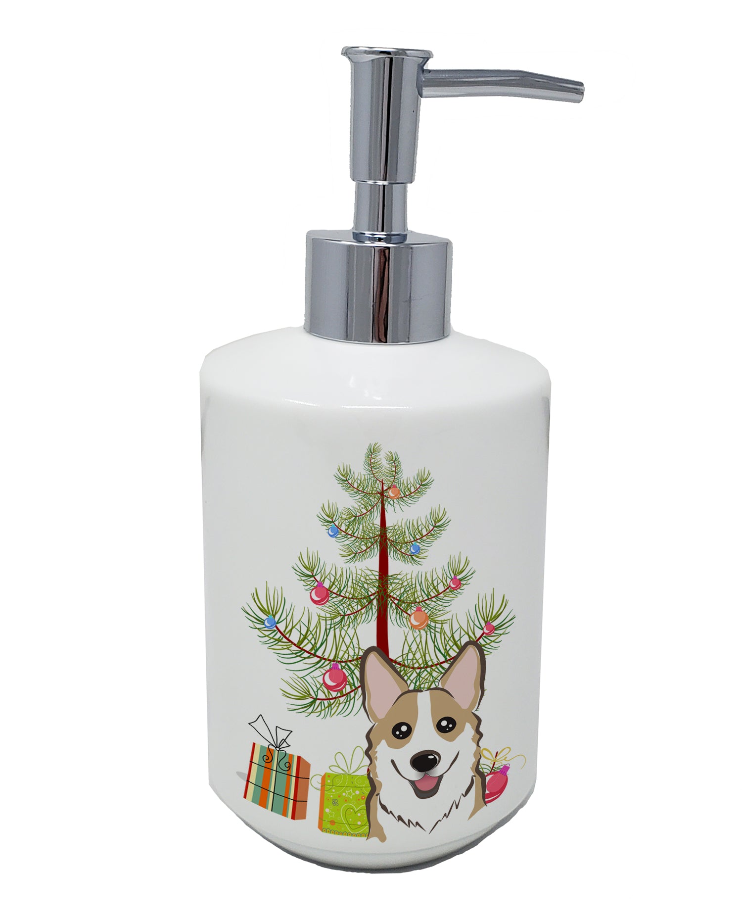 Buy this Christmas Tree and Sable Corgi Ceramic Soap Dispenser