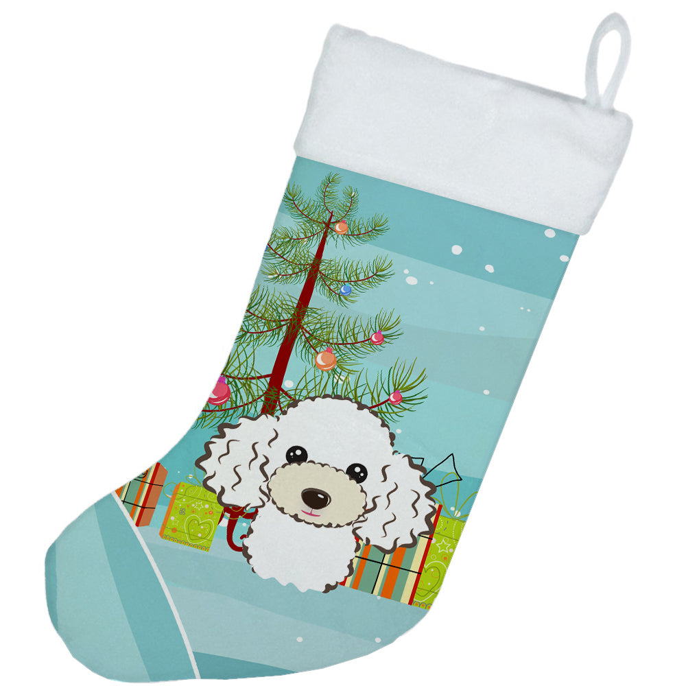 Christmas Tree and White Poodle Christmas Stocking BB1629CS