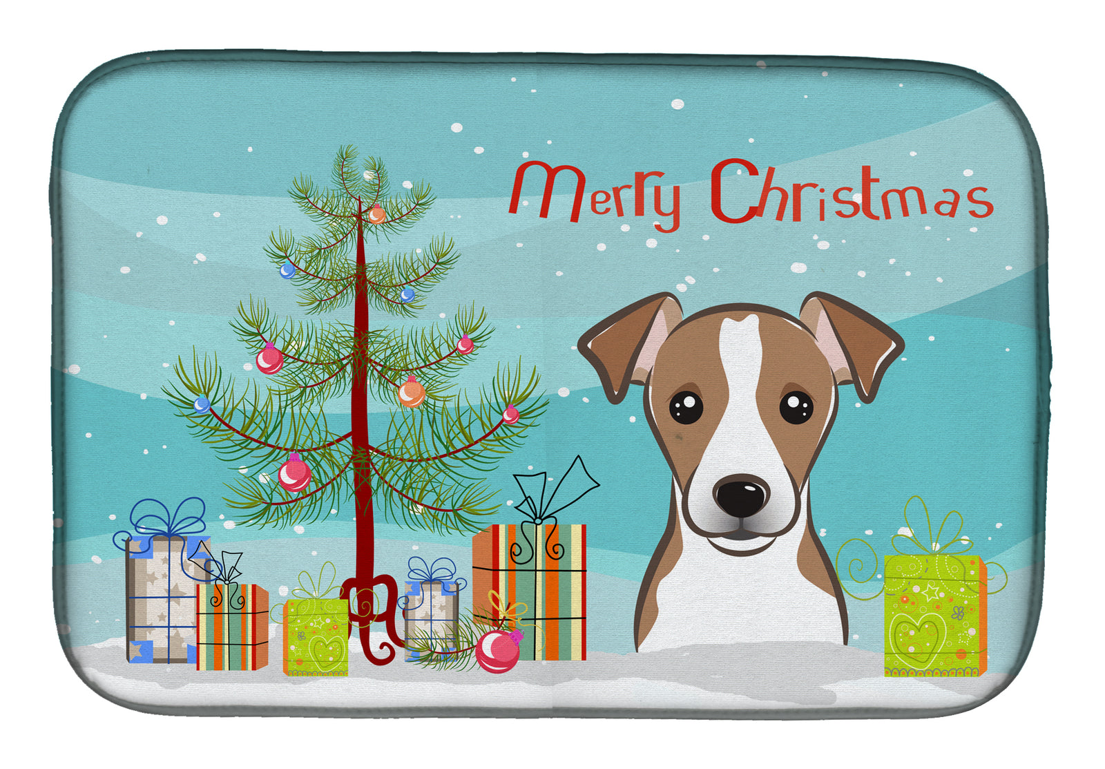 Christmas Tree and Jack Russell Terrier Dish Drying Mat BB1632DDM
