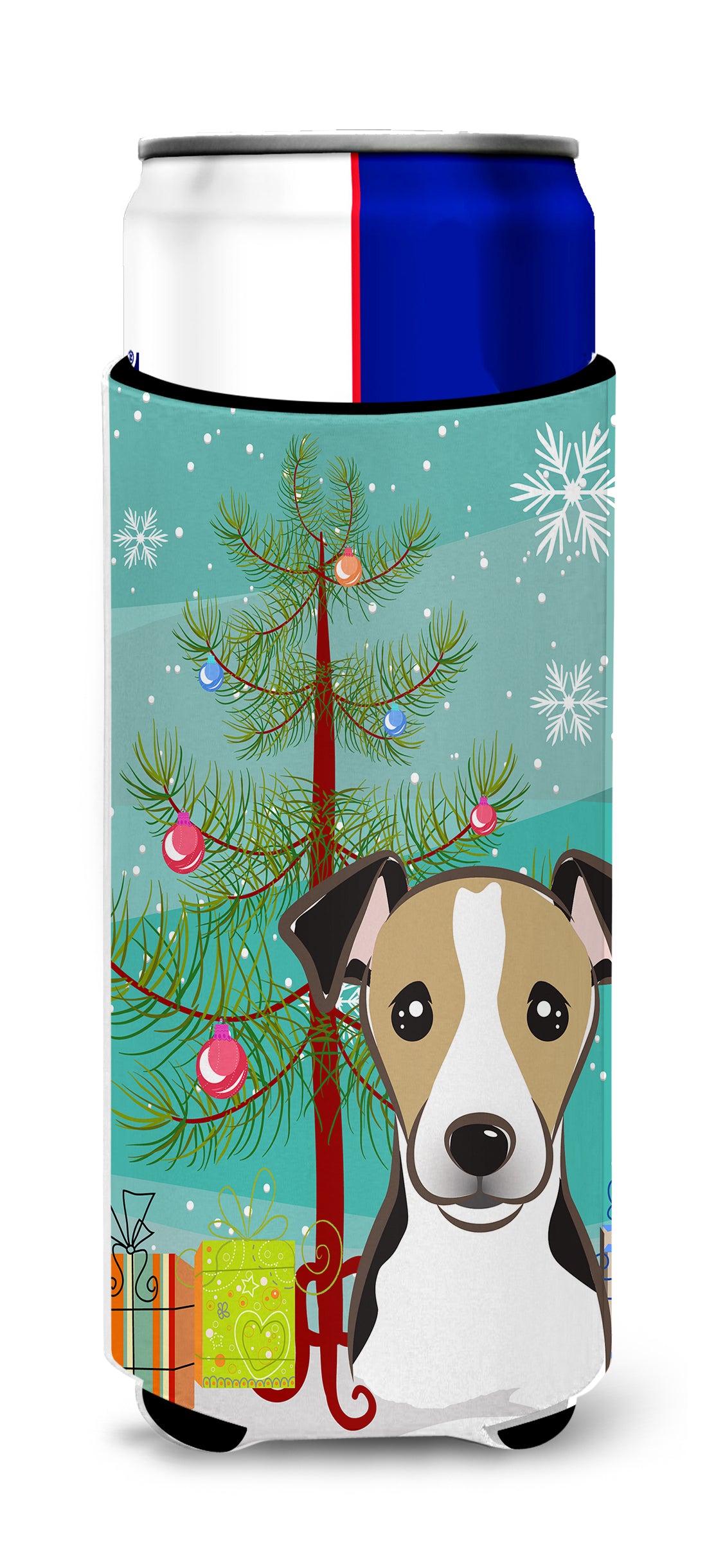 Christmas Tree and Jack Russell Terrier Ultra Beverage Insulators for slim cans BB1633MUK