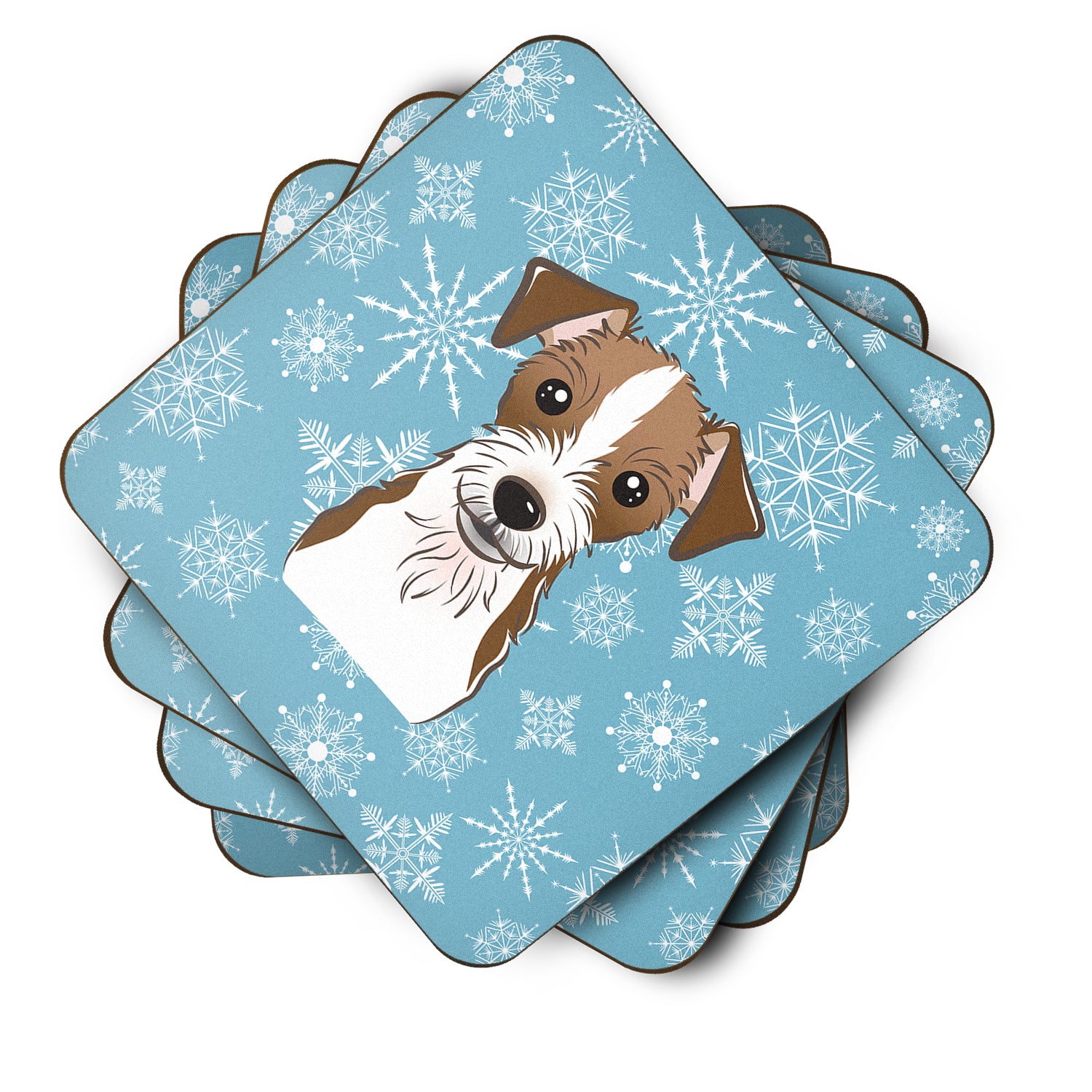 Set of 4 Snowflake Jack Russell Terrier Foam Coasters BB1636FC - the-store.com