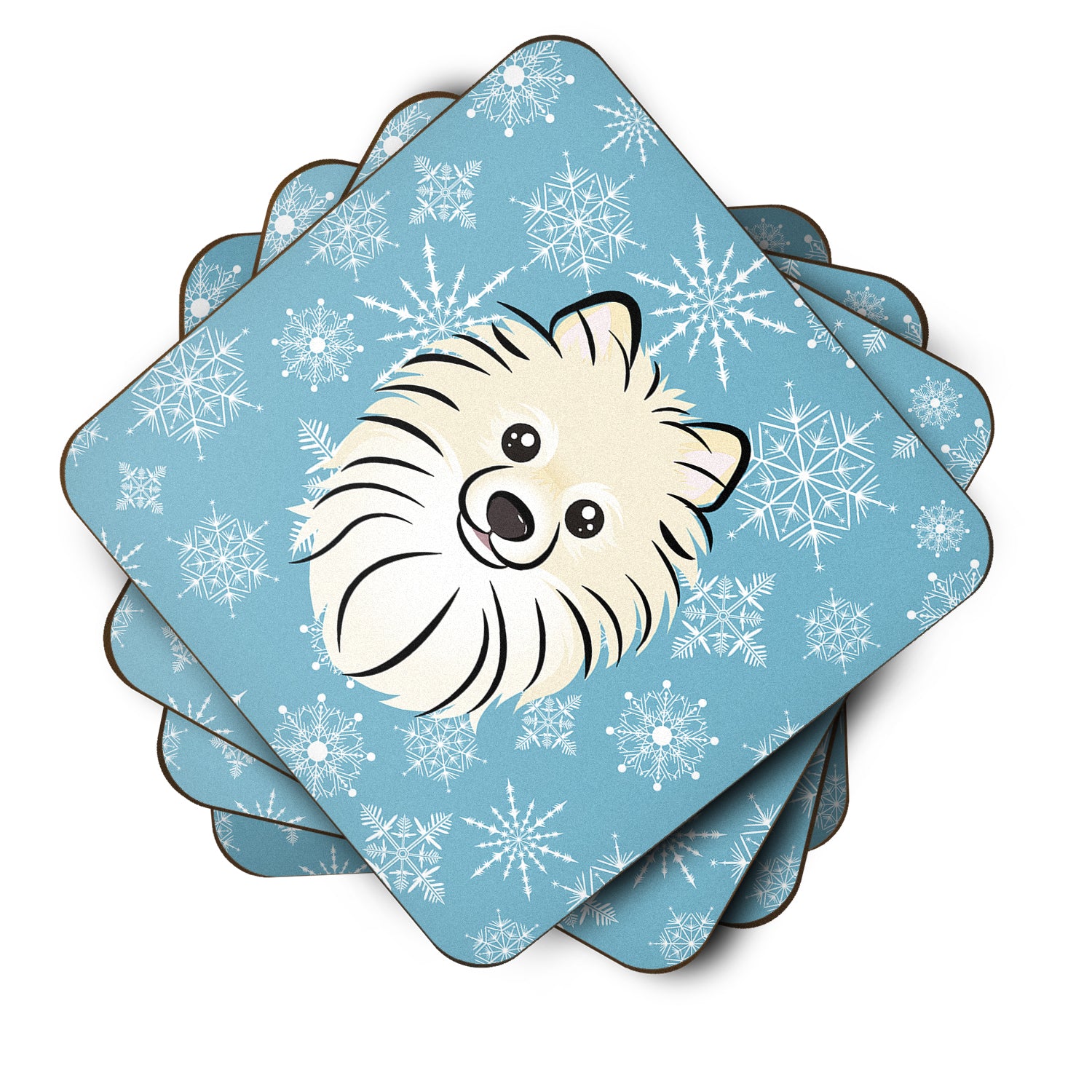 Set of 4 Snowflake Pomeranian Foam Coasters BB1641FC - the-store.com