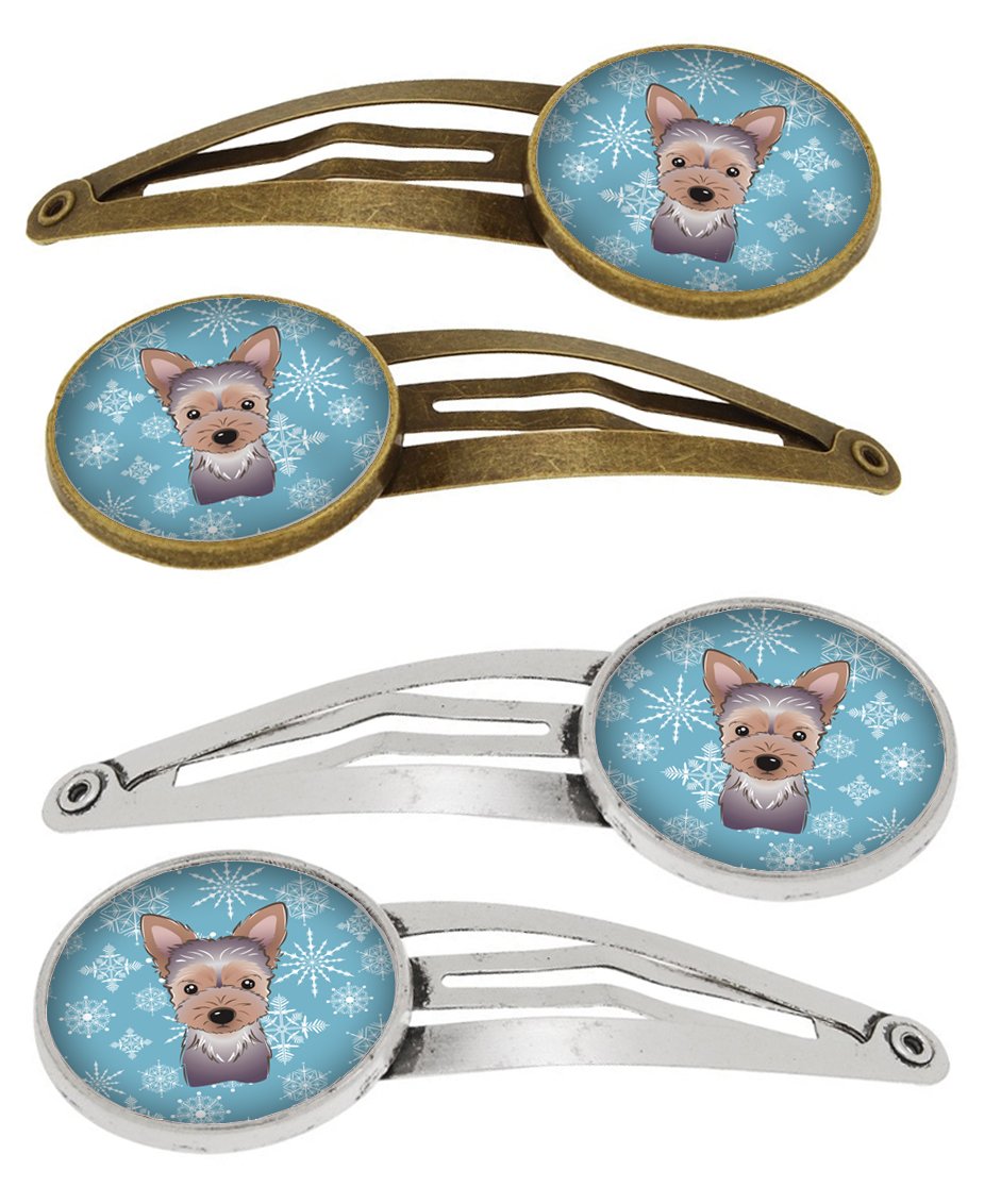 Snowflake Yorkie Puppy Set of 4 Barrettes Hair Clips BB1666HCS4 by Caroline's Treasures