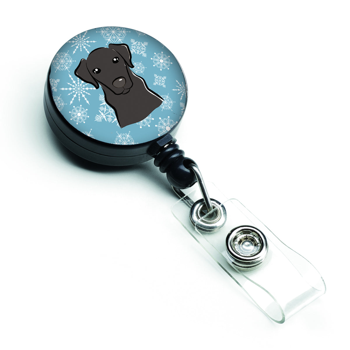 Snowflake Black Labrador Retractable Badge Reel BB1669BR.