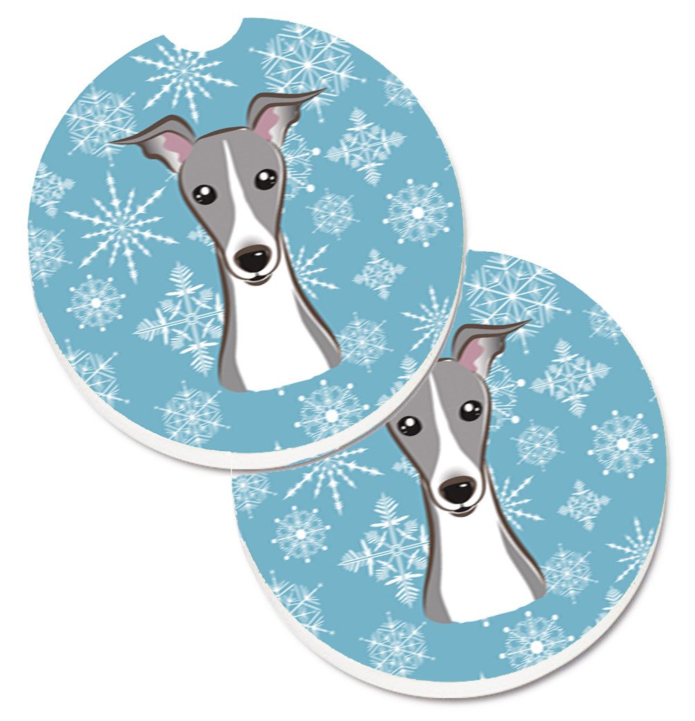 Snowflake Italian Greyhound Set of 2 Cup Holder Car Coasters BB1670CARC by Caroline's Treasures