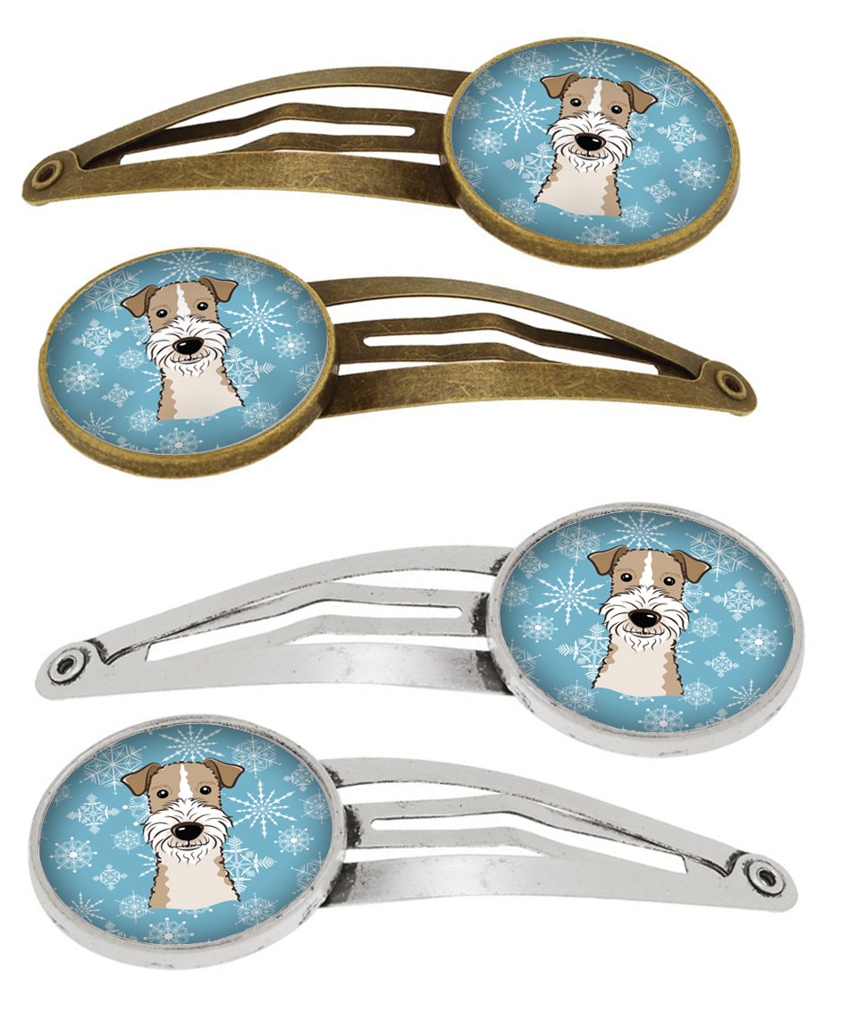 Snowflake Wire Haired Fox Terrier Set of 4 Barrettes Hair Clips BB1681HCS4 by Caroline's Treasures