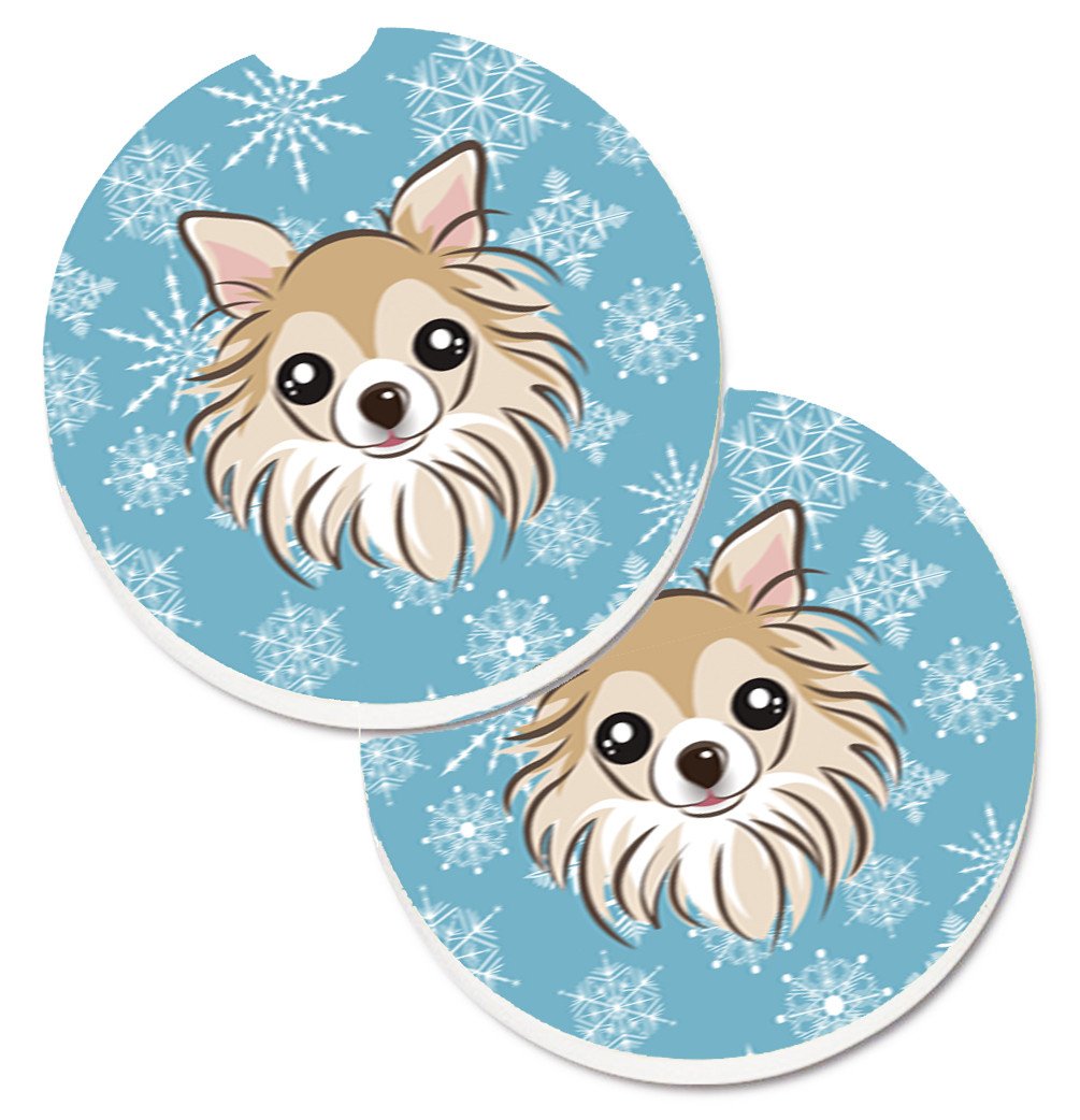 Snowflake Chihuahua Set of 2 Cup Holder Car Coasters BB1685CARC by Caroline's Treasures