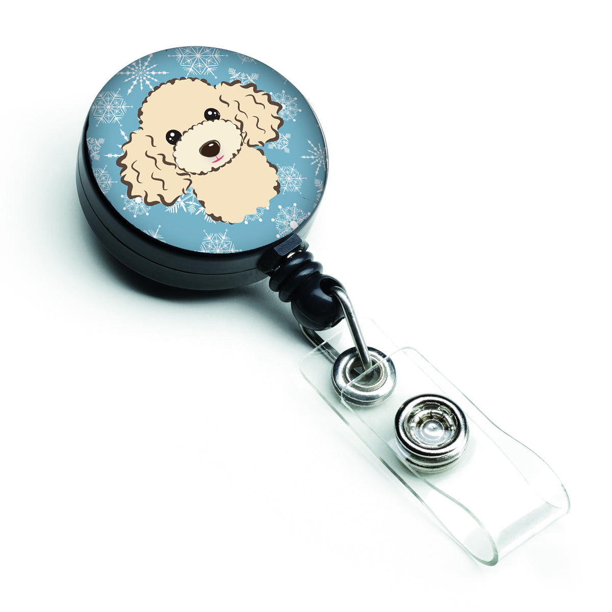Snowflake Buff Poodle Retractable Badge Reel BB1692BR.