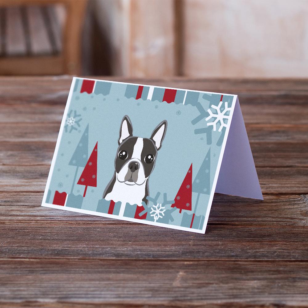 Buy this Winter Holiday Boston Terrier Greeting Cards and Envelopes Pack of 8