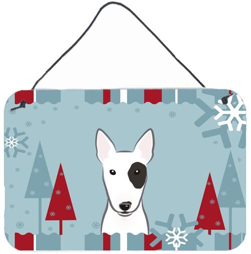 Winter Holiday Bull Terrier Wall or Door Hanging Prints BB1705DS812 by Caroline's Treasures
