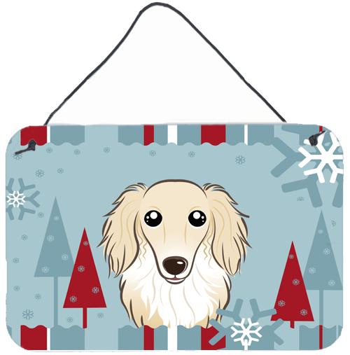 Winter Holiday Longhair Creme Dachshund Wall or Door Hanging Prints BB1708DS812 by Caroline's Treasures