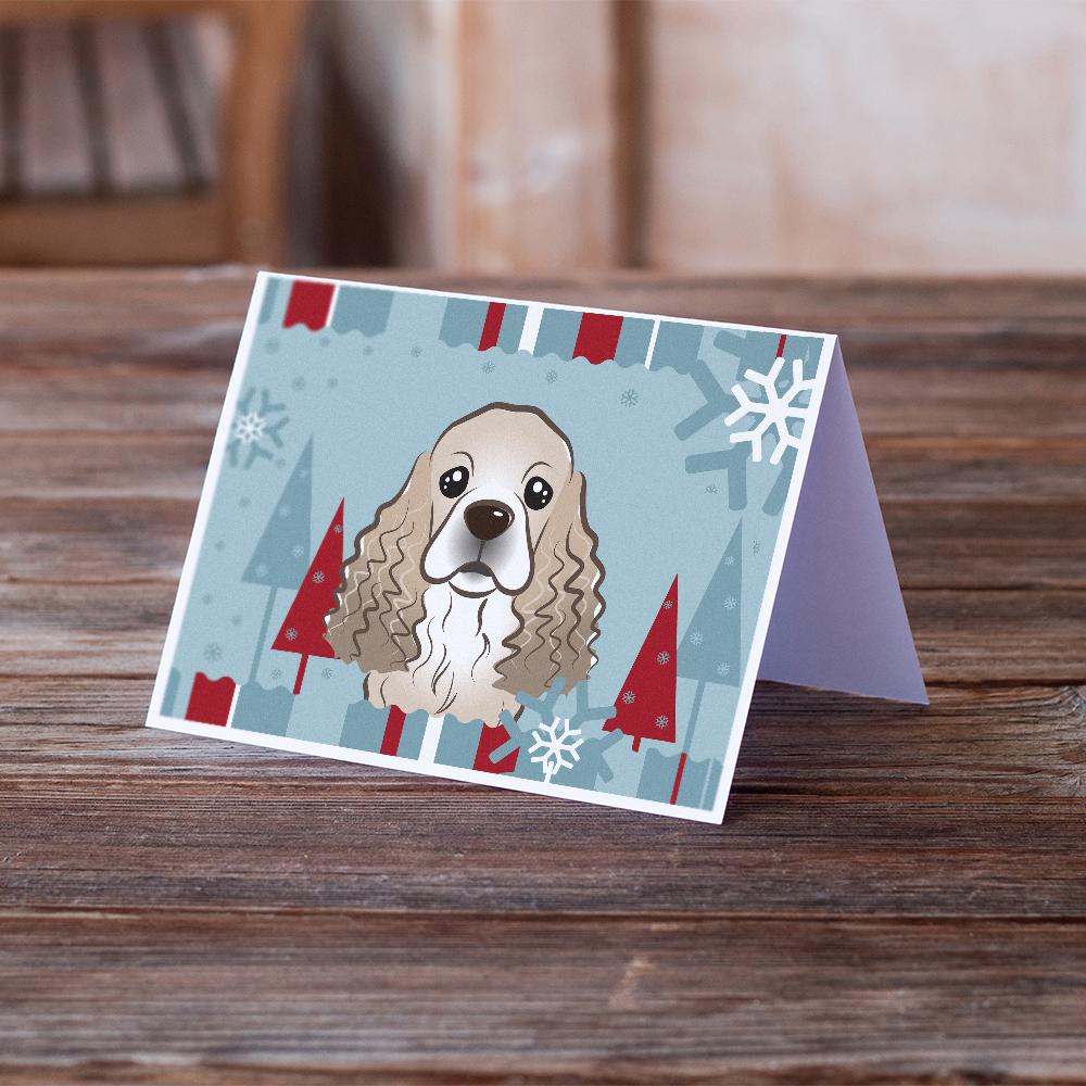 Winter Holiday Cocker Spaniel Greeting Cards and Envelopes Pack of 8 - the-store.com