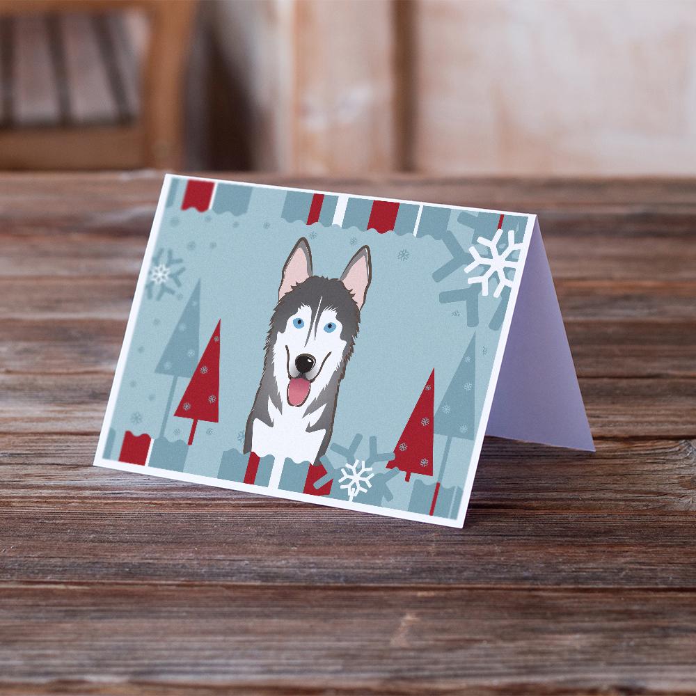 Winter Holiday Alaskan Malamute Greeting Cards and Envelopes Pack of 8 - the-store.com