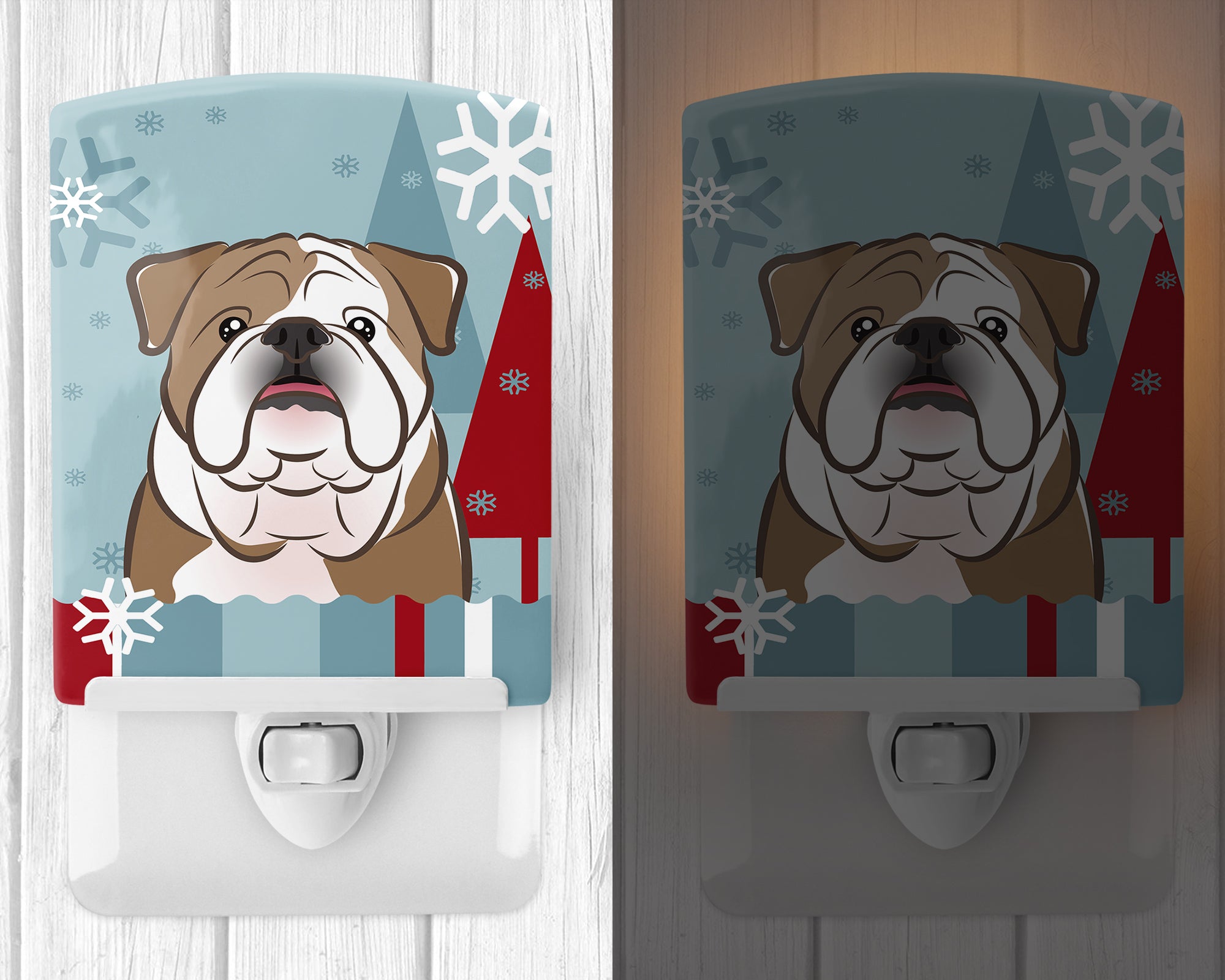 Winter Holiday English Bulldog  Ceramic Night Light BB1715CNL - the-store.com