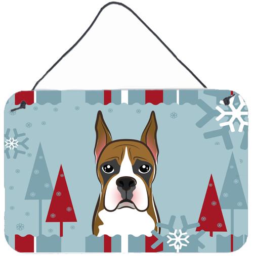 Winter Holiday Boxer Wall or Door Hanging Prints BB1719DS812 by Caroline's Treasures
