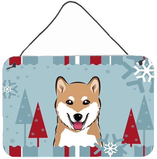 Winter Holiday Shiba Inu Wall or Door Hanging Prints BB1721DS812 by Caroline's Treasures