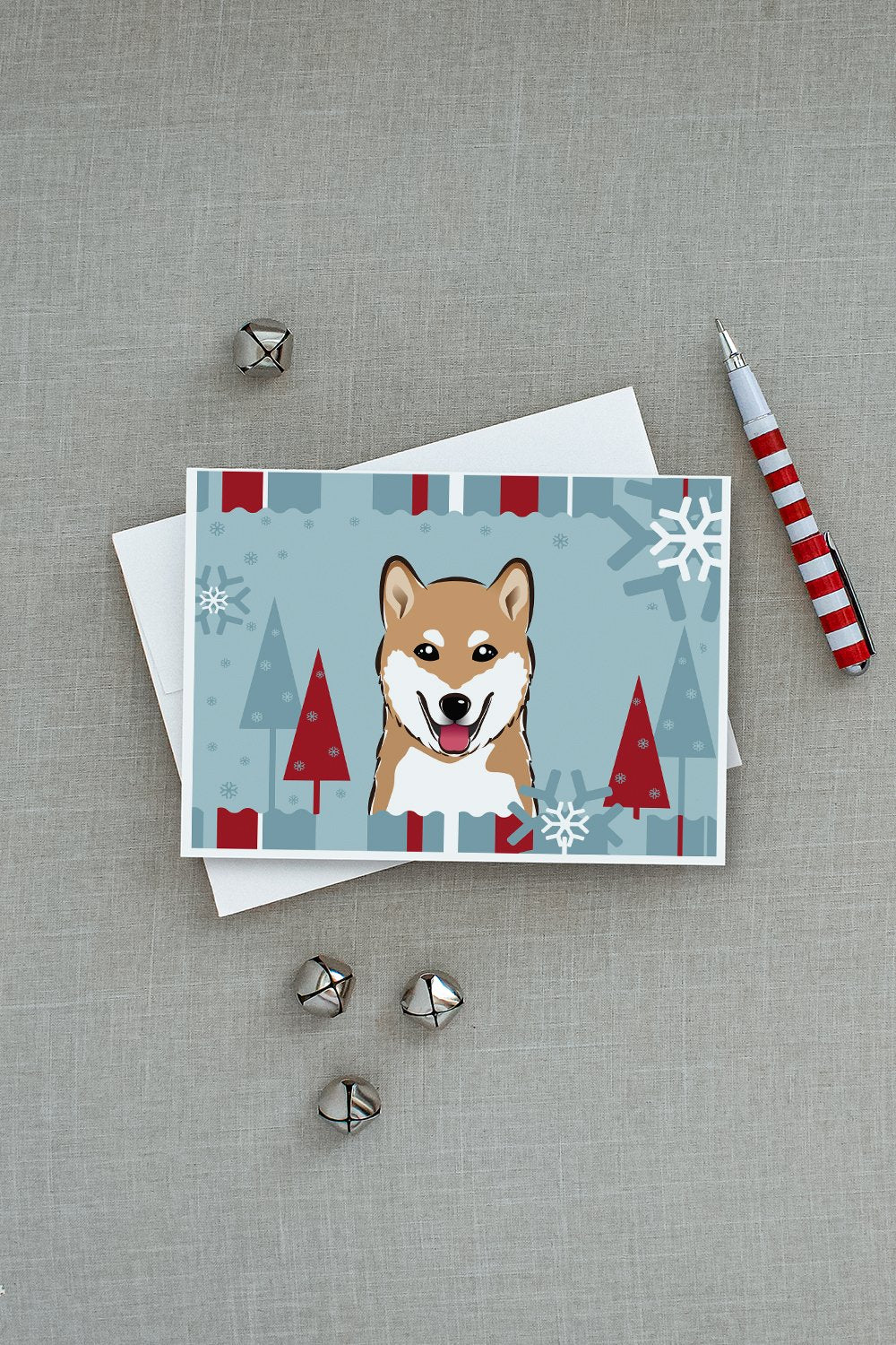 Winter Holiday Shiba Inu Greeting Cards and Envelopes Pack of 8 - the-store.com