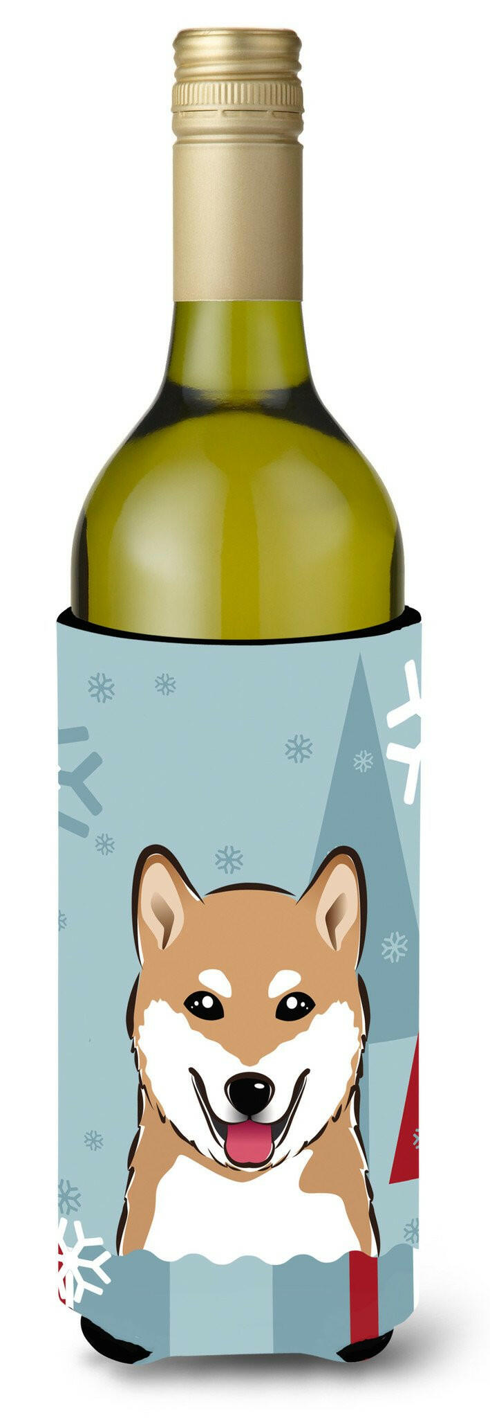 Winter Holiday Shiba Inu Wine Bottle Beverage Insulator Hugger BB1721LITERK by Caroline's Treasures
