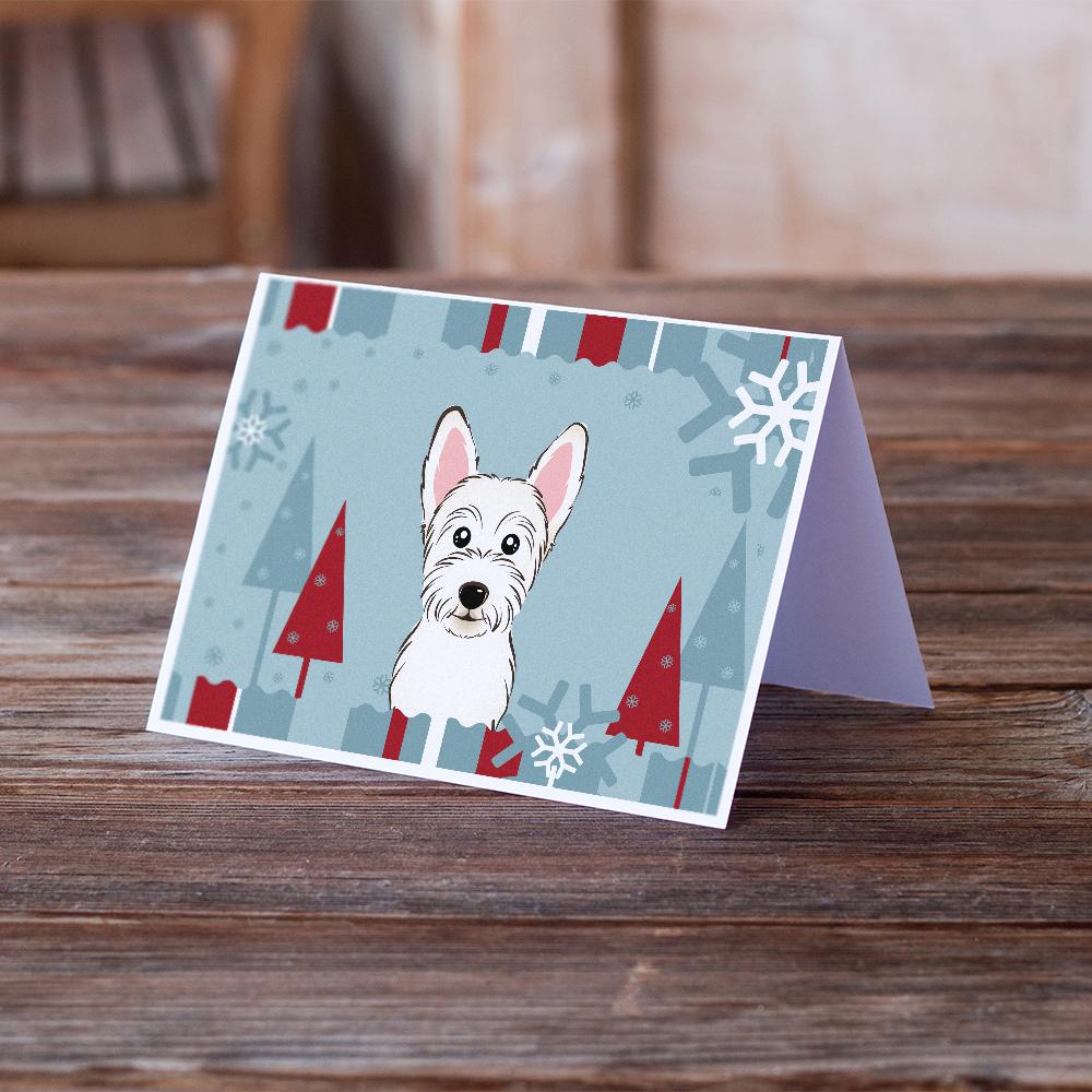 Winter Holiday Westie Greeting Cards and Envelopes Pack of 8 - the-store.com