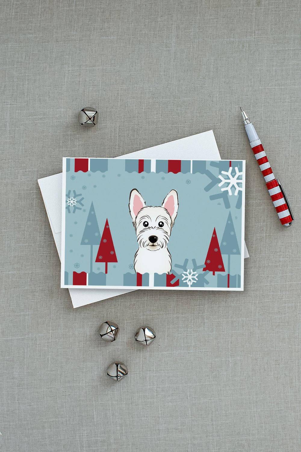 Winter Holiday Westie Greeting Cards and Envelopes Pack of 8 - the-store.com