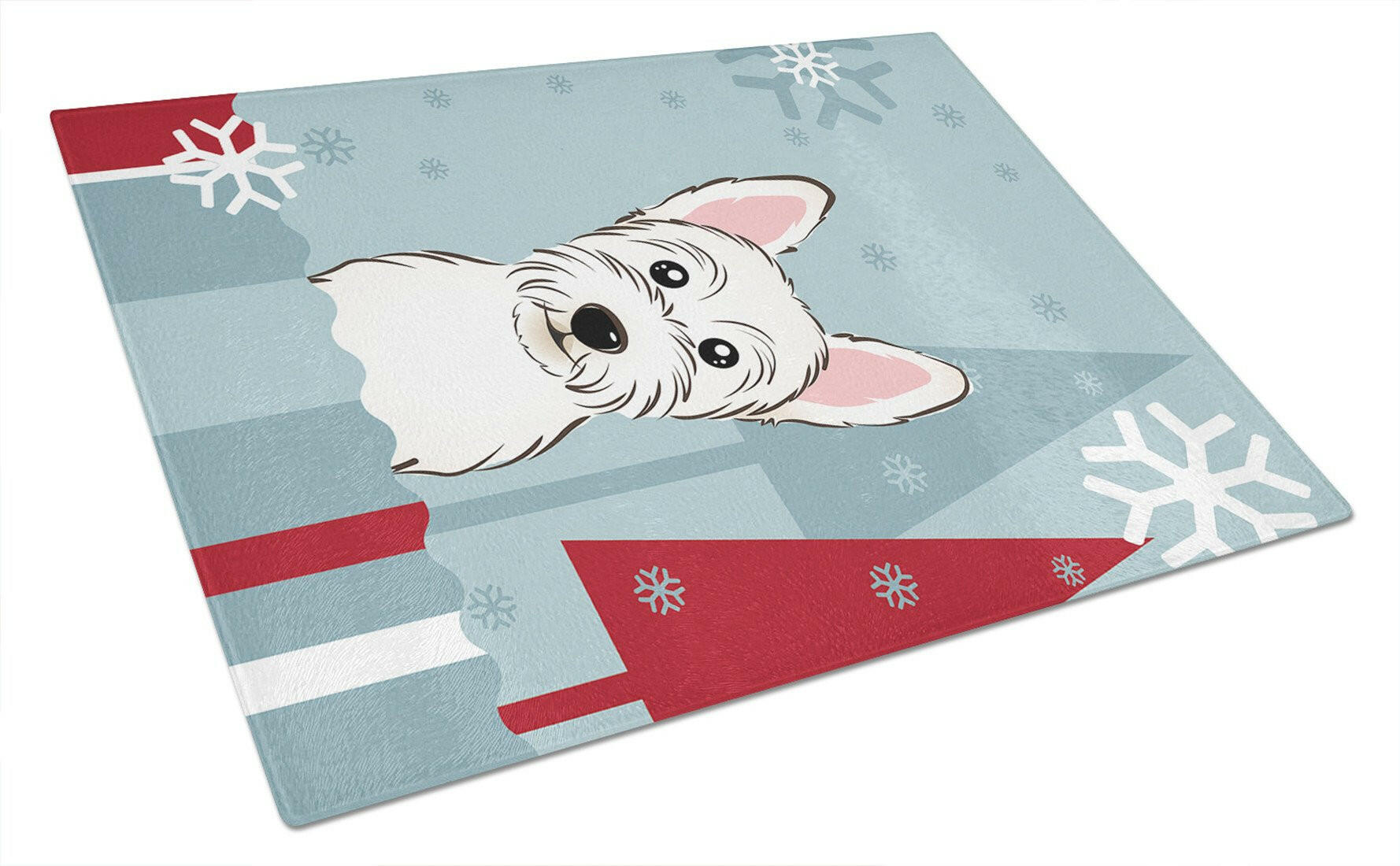 Winter Holiday Westie Glass Cutting Board Large BB1722LCB by Caroline's Treasures
