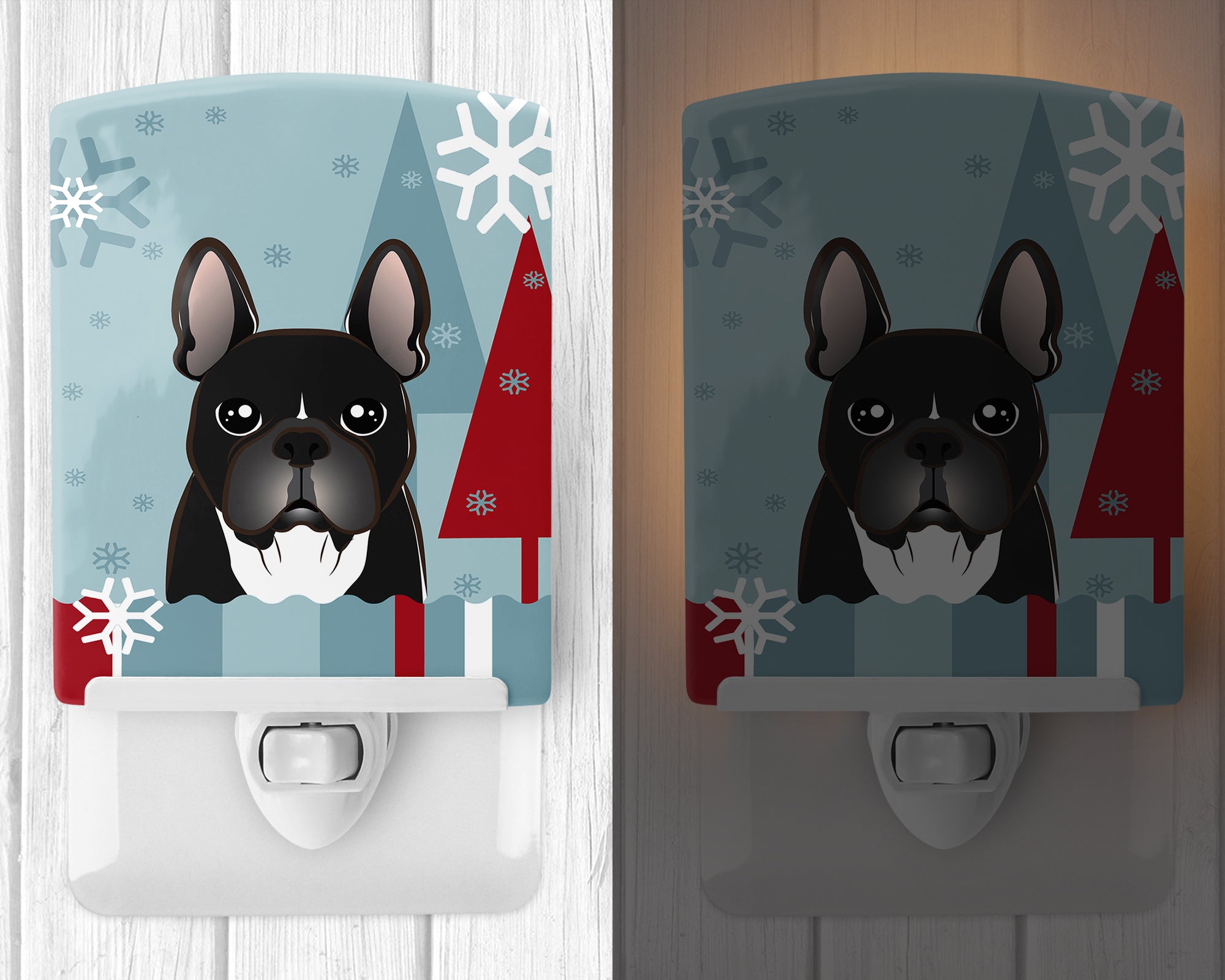 Winter Holiday French Bulldog Ceramic Night Light BB1723CNL - the-store.com