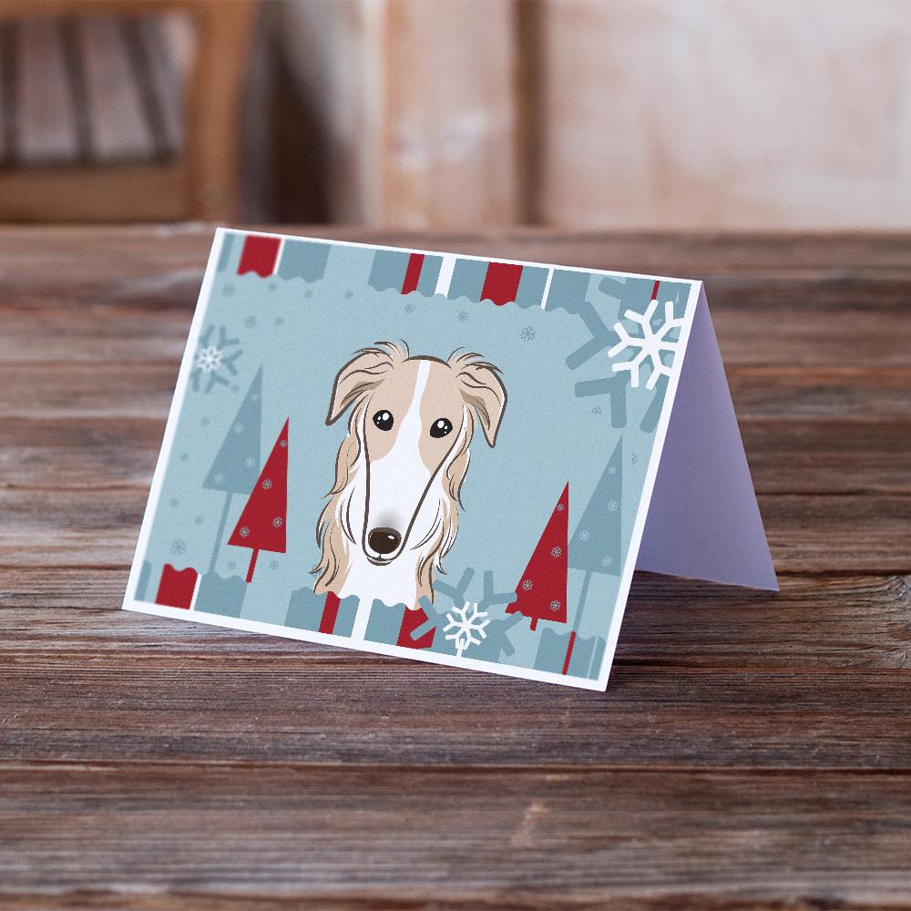 Winter Holiday Borzoi Greeting Cards and Envelopes Pack of 8 - the-store.com