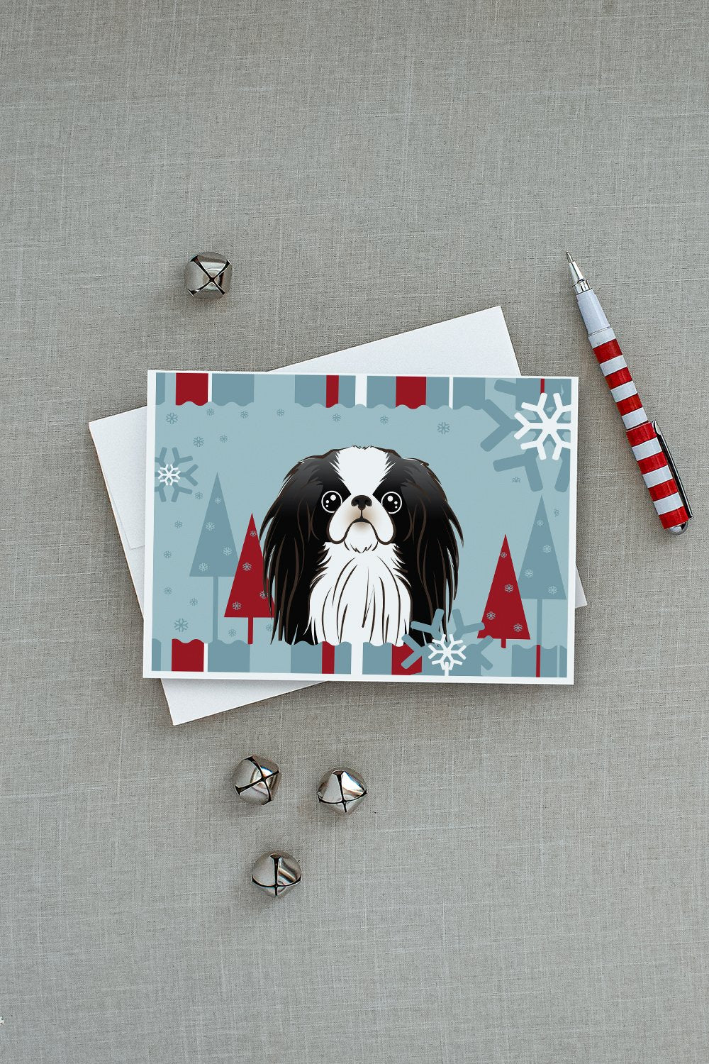 Winter Holiday Japanese Chin Greeting Cards and Envelopes Pack of 8 - the-store.com