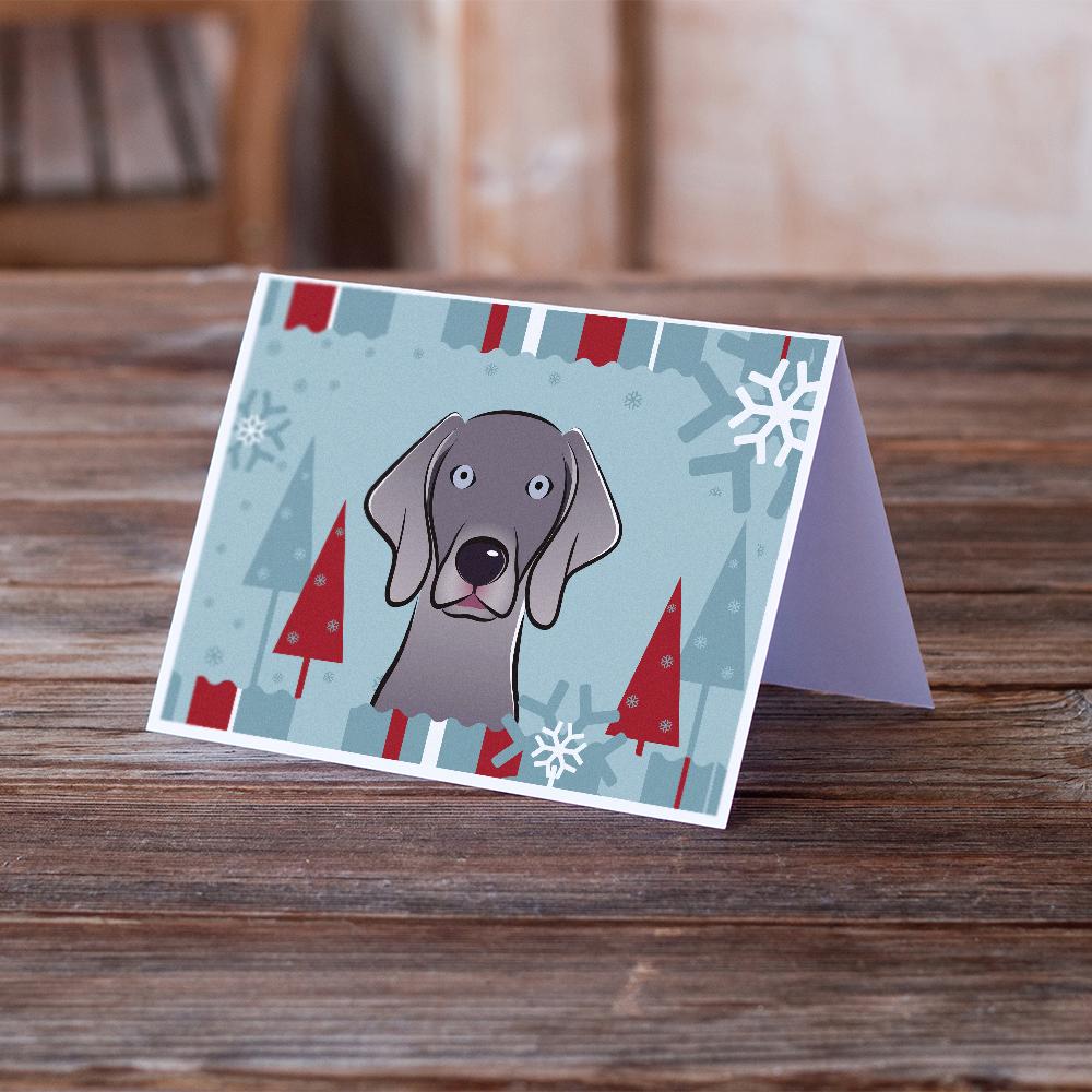 Winter Holiday Weimaraner Greeting Cards and Envelopes Pack of 8 - the-store.com