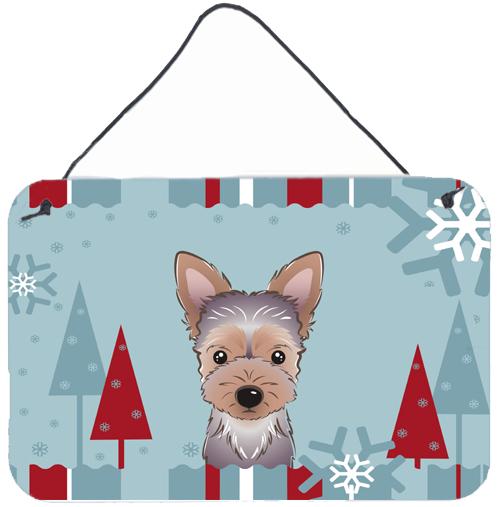 Winter Holiday Yorkie Puppy Wall or Door Hanging Prints BB1728DS812 by Caroline's Treasures