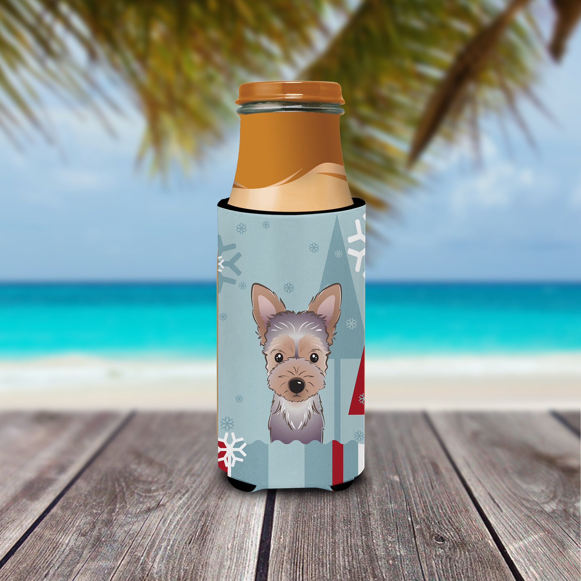 Winter Holiday Yorkie Puppy Ultra Beverage Insulators for slim cans BB1728MUK  the-store.com.