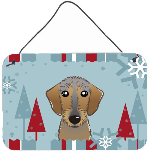 Winter Holiday Wirehaired Dachshund Wall or Door Hanging Prints BB1729DS812 by Caroline's Treasures