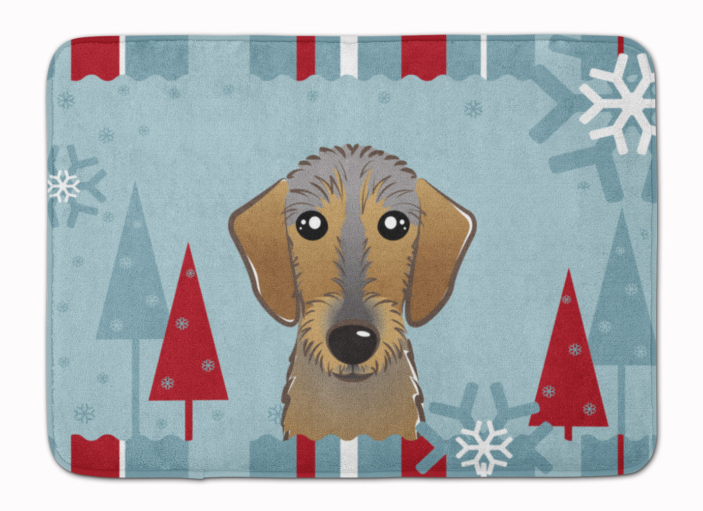 Winter Holiday Wirehaired Dachshund Machine Washable Memory Foam Mat BB1729RUG - the-store.com