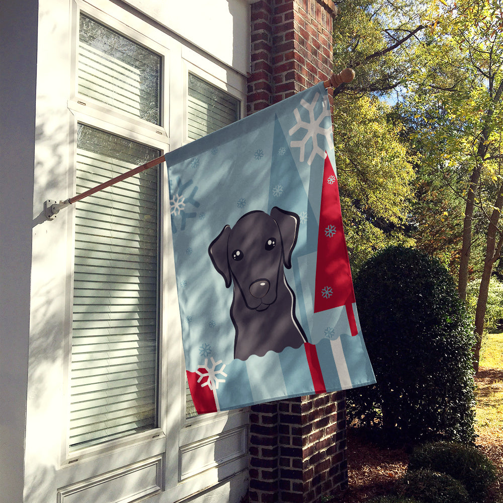 Winter Holiday Black Labrador Flag Canvas House Size BB1731CHF