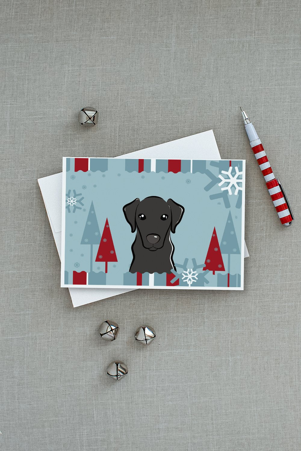Winter Holiday Black Labrador Greeting Cards and Envelopes Pack of 8 - the-store.com
