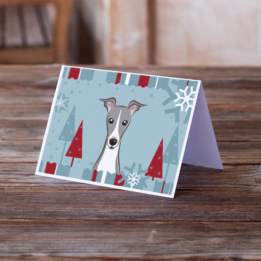Winter Holiday Italian Greyhound Greeting Cards and Envelopes Pack of 8 - the-store.com