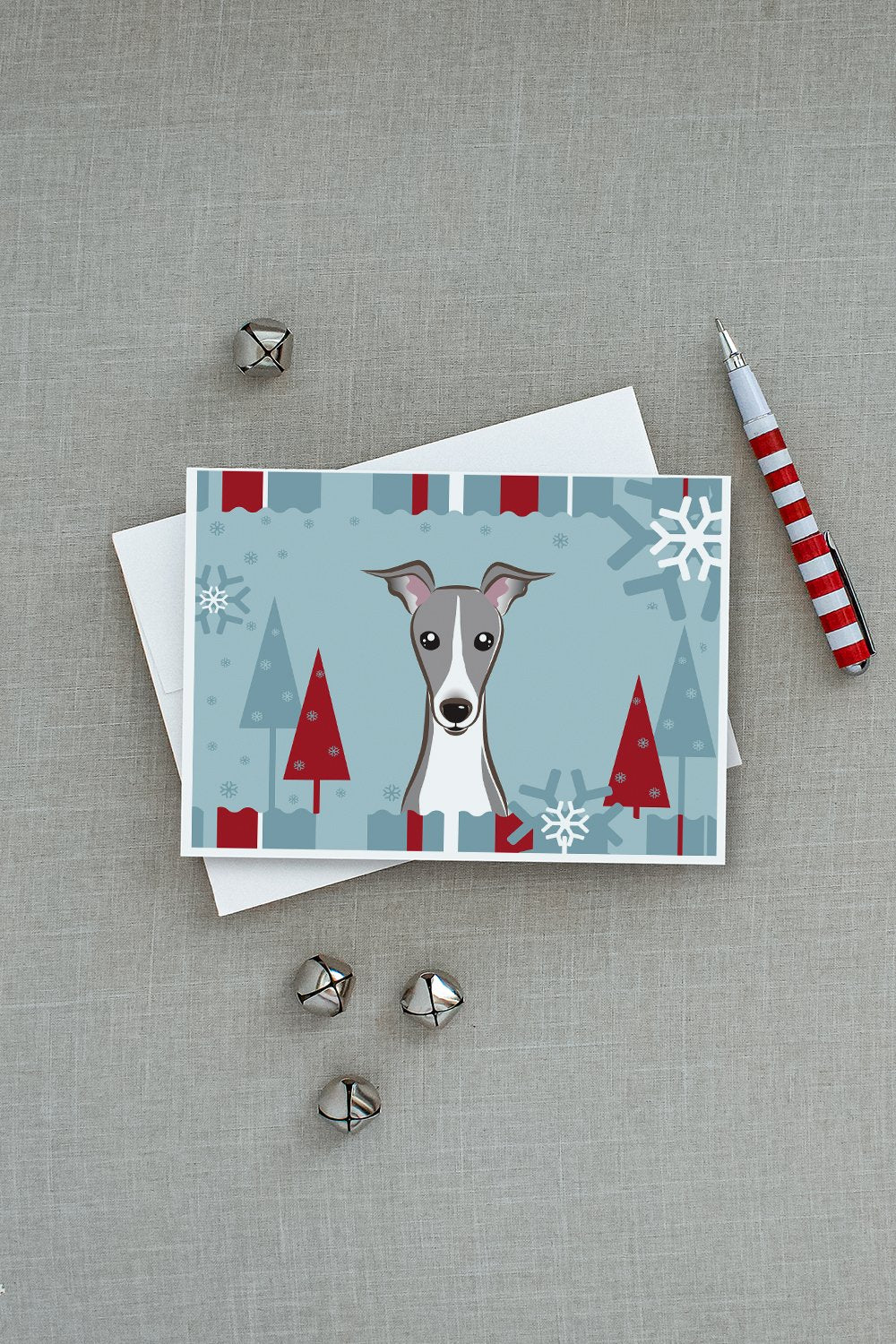 Winter Holiday Italian Greyhound Greeting Cards and Envelopes Pack of 8 - the-store.com