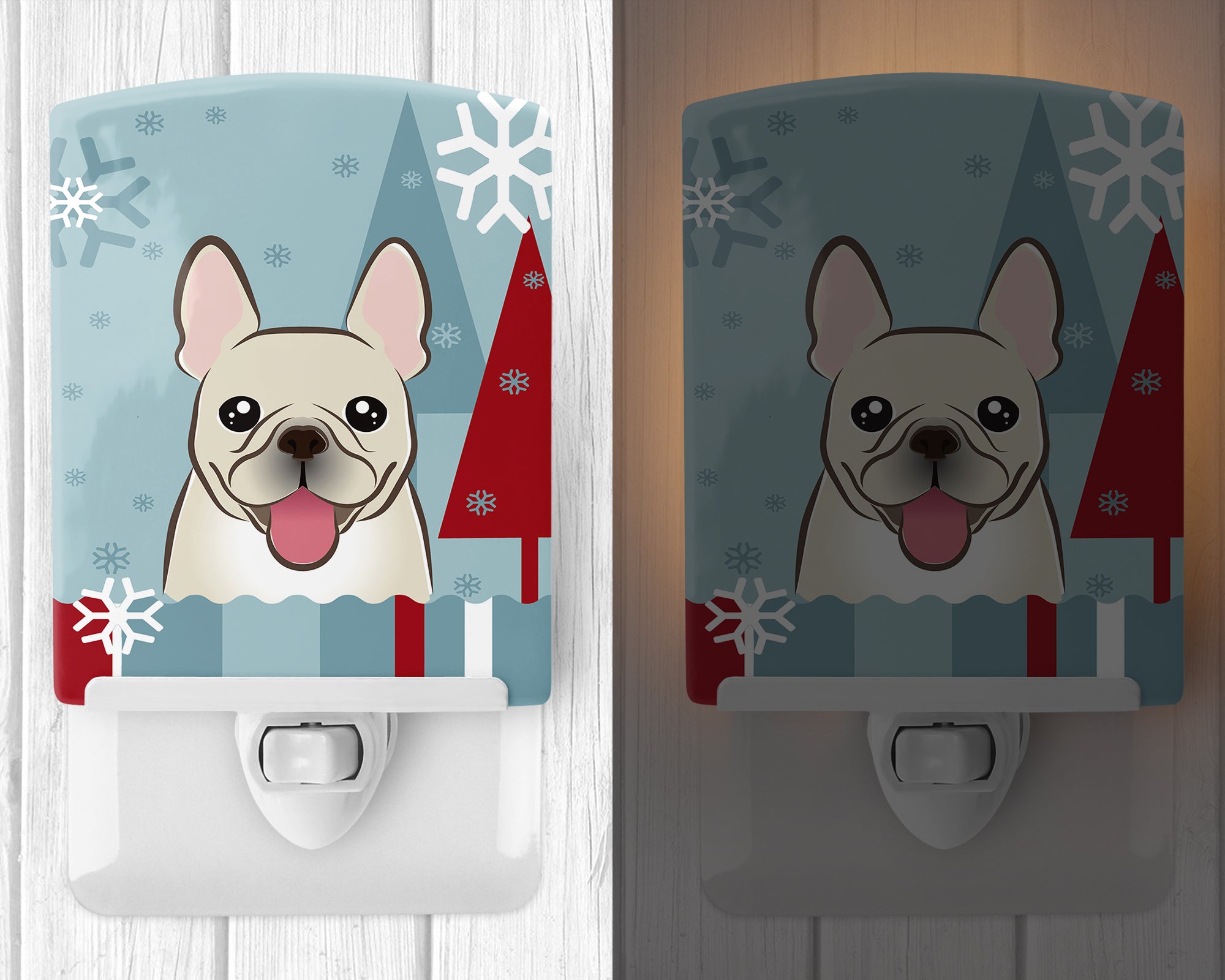 Winter Holiday French Bulldog Ceramic Night Light BB1734CNL - the-store.com