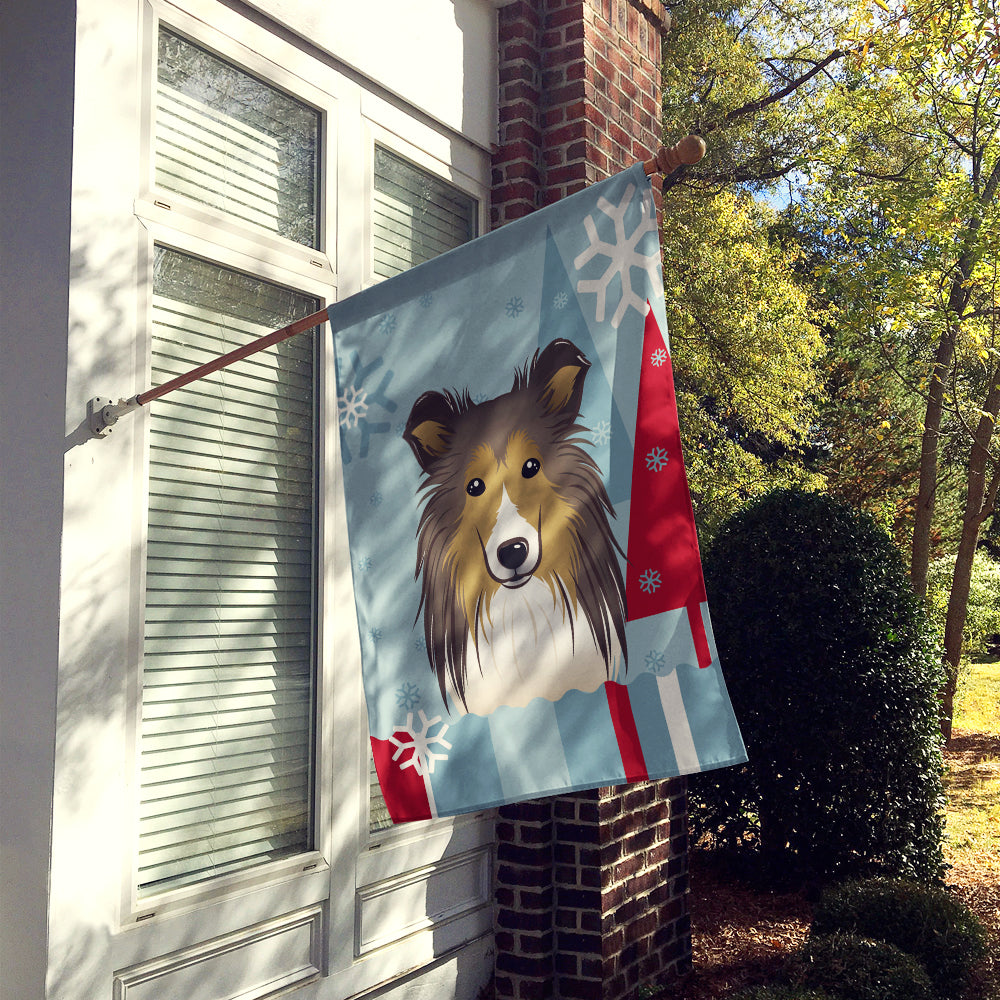 Winter Holiday Sheltie Flag Canvas House Size BB1738CHF