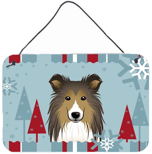 Winter Holiday Sheltie Wall or Door Hanging Prints BB1738DS812 by Caroline's Treasures