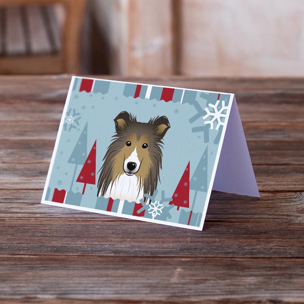 Winter Holiday Sheltie Greeting Cards and Envelopes Pack of 8 - the-store.com