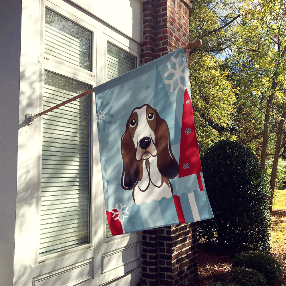 Winter Holiday Basset Hound Flag Canvas House Size BB1739CHF