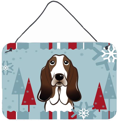 Winter Holiday Basset Hound Wall or Door Hanging Prints BB1739DS812 by Caroline's Treasures